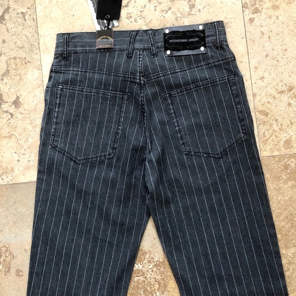INTERNATIONAL LAUNDRY denim jean black grey stripe 32 cotton spandex - Picture 9 of 11